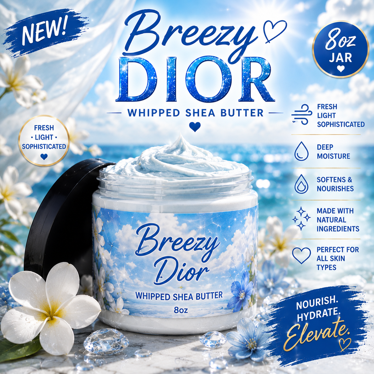 Luxury Whipped Shea Butter (8oz) – Deep Moisture Body Cream | Multiple Signature Scents